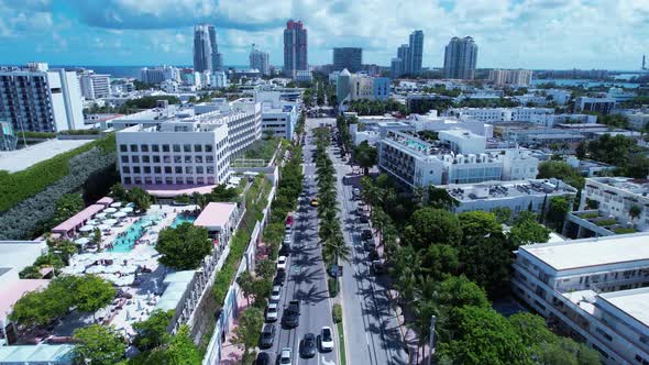 Coast city of Miami Beach Florida United States. Tropical scenery.