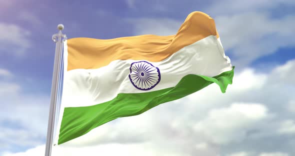 Realistic India Flag Slow Motion 4K