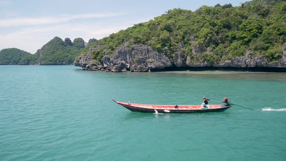 Group of Islands in Ocean at Ang Thong National Marine Park Near Touristic Samui Paradise Tropical