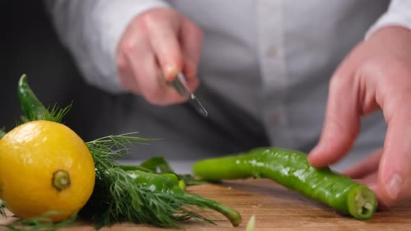 Chopping Chili Peppers