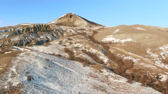 Alpine Landscape With Peaks Covered By Snow