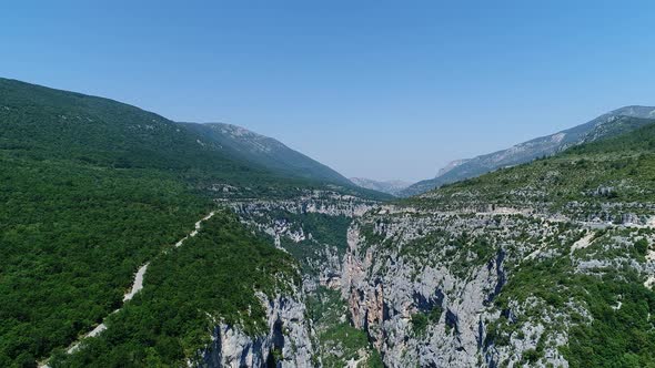 The Verdon Gorges in the Verdon Regional Natural Park in France from the sky