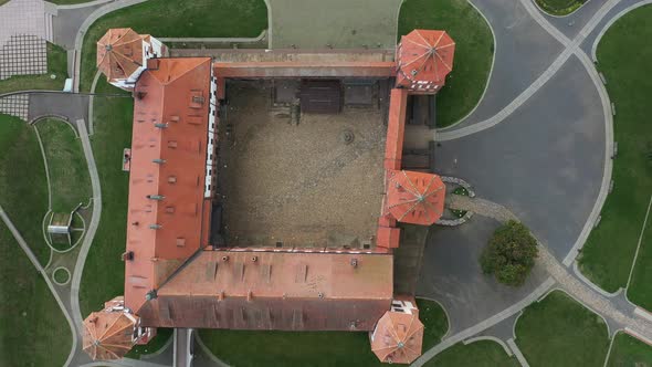 View From the Height of the Mir Castle in Belarus and the Park on a Summer Day