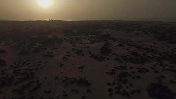 Sandy Landscape at Sunset, Aerial View