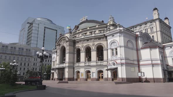 Kyiv. Ukraine: National Opera of Ukraine. Aerial View, Flat, Gray