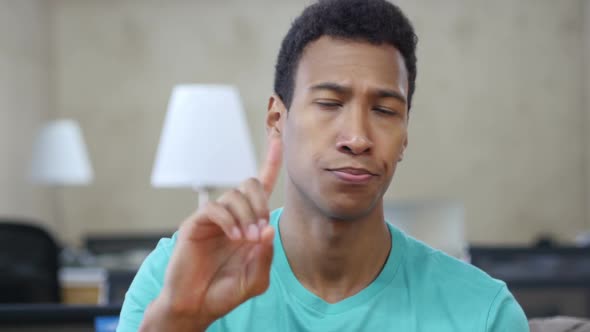 Disagree, Denying Young Black Man Gesture, Finger
