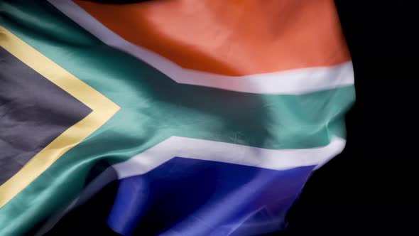 National Flag of South Africa. Black background.