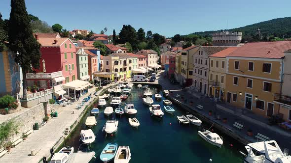 Aerial view of Veli Losinj old town during the day, Croatia.