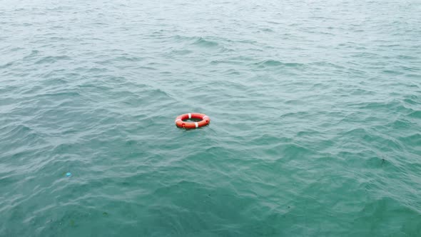 Top View of Lifebuoy in the Sea