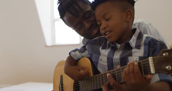 Father and son at home