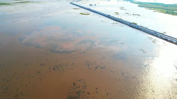 4K Drone Birds Eye View of Thale Noi, a large wetland in Phatthalung, Thailand