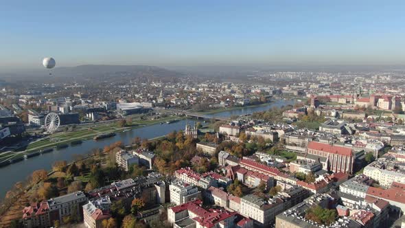 Aerial view of Krakow, Cracow city in Poland, Polska, Europe