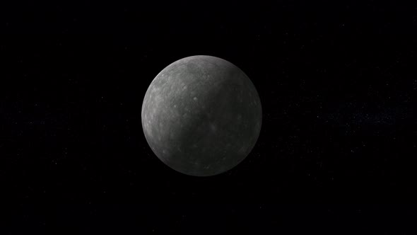 Night to day realistic 3d spinning Mercury planet