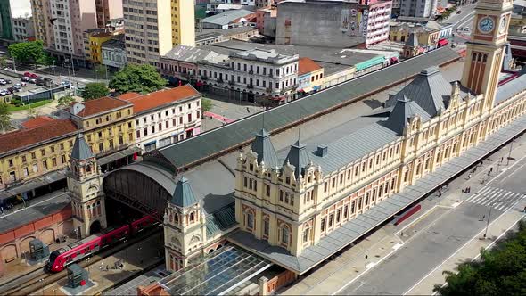 Downtown Sao Paulo Brazil. Historic centre city aerial view.