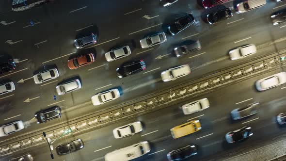 Aerial Top Down View of Cars on the Road