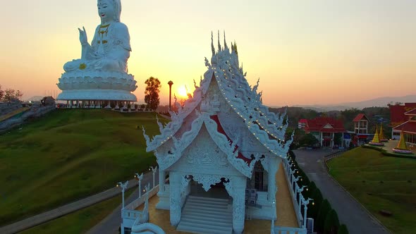 Aerial View The Big Guanyin In Sunset