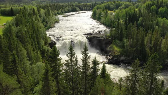 Ristafallet Waterfall in the Western Part of Jamtland