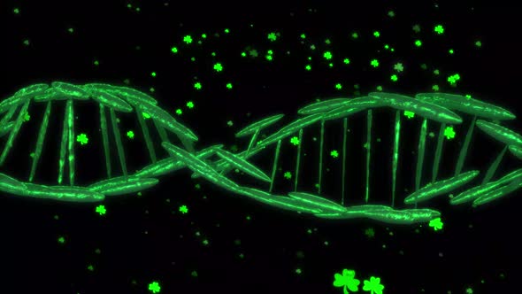 Saint Patrick's Day background - Irish DNA is formed as shamrocks float in the space - add your own