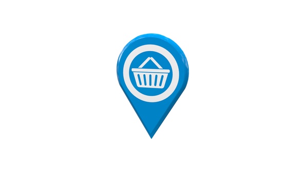 Store Shop Retail 3D Location Map Pin Light Blue V9