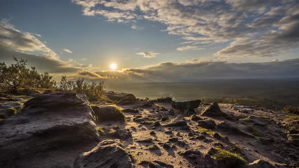 Time lapse of a beautiful place in the mountainouss region of Bohemian Switzerland at sunset. 