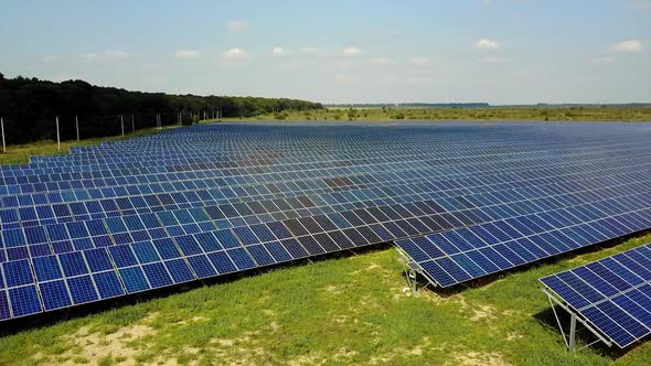 Solar Power Station. Field of solar panels for power production