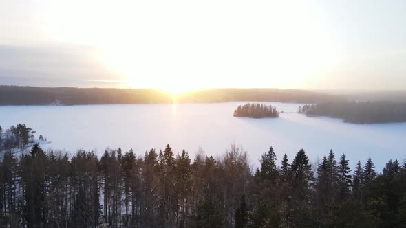 Towards the Snowy Sunset on the Arctic