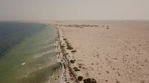 Drone view of the coast and the desert in North Africa