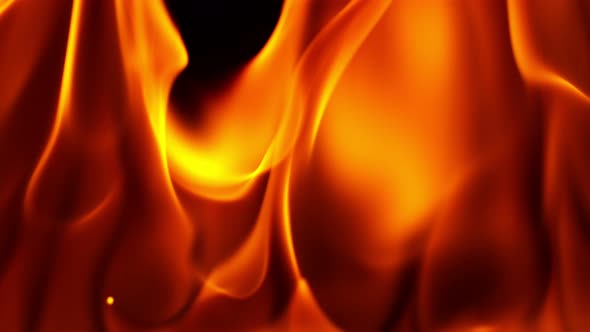 Fire Flames in 1000Fps Super Slow Motion Isolated on Black Background