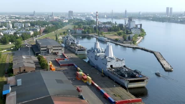 Combat Ships of NATO Countries in the Port of Riga