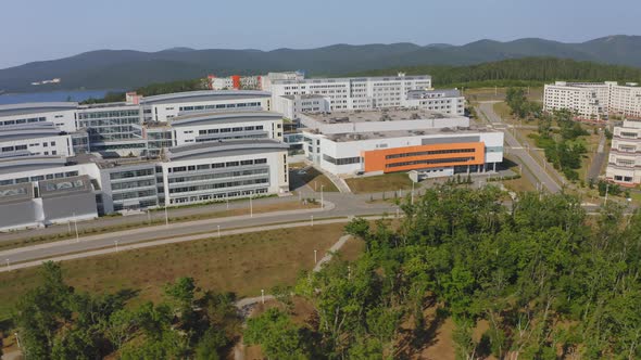 View From a Drone on the Campus of the Far Eastern Federal University FEFU