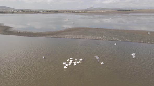 Aerial view of Madatapa lake in Javakheti National park. Georgia