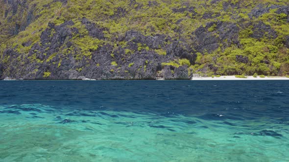 Rippled Ocean Water of Tapiutan Strait on Island Tour in El Nido, Palawan, Philippines. Bacuit