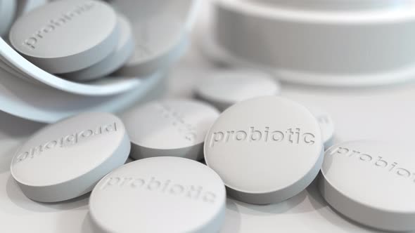 Pills with Stamped PROBIOTIC Text