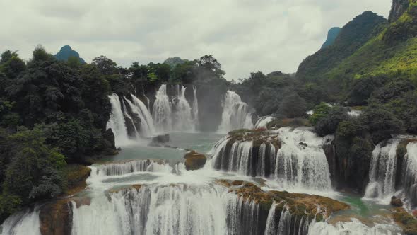 Small village near waterfall