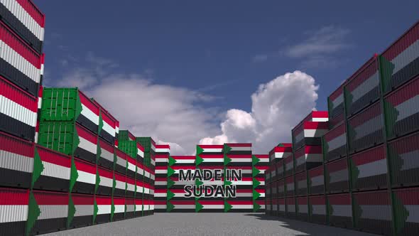 Containers MADE SUDAN Text National Flags