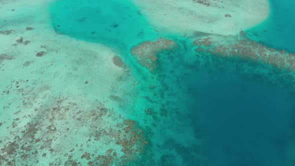 Aerial: flying over desert beach white beach tropical caribbean sea