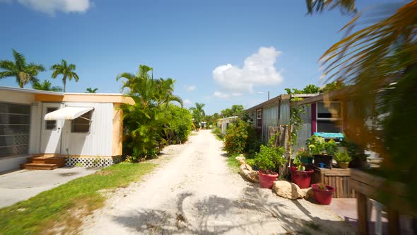 Mobile Homes In Matlacha Florida Usa Shot With Motion Camera