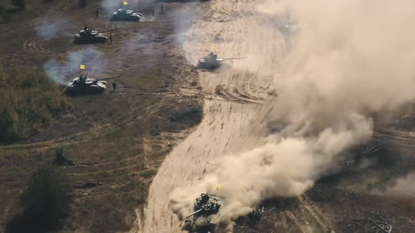 Military War Combat Heavy Armored National Defense Tanks Troops Ride on Sand Battlefield Road alt