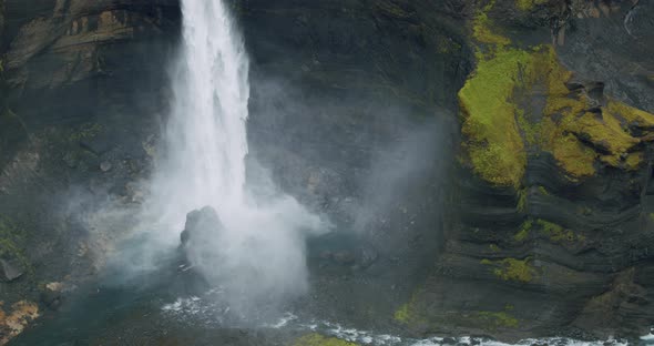 Close Up of Haifoss Waterfall in Iceland Highland