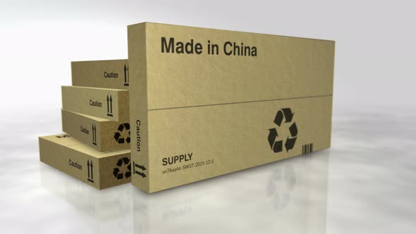 Made in China box abstract concept 3d rendering