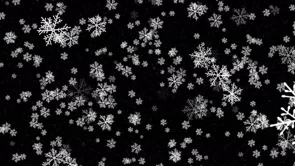 White Snowflakes For Composition On A Black Background, Beautiful Decorative Snowflakes.