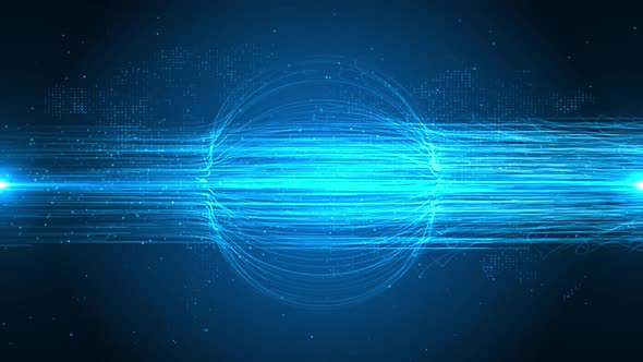 Blue Futuristic digital data transfer neon line technology  alt