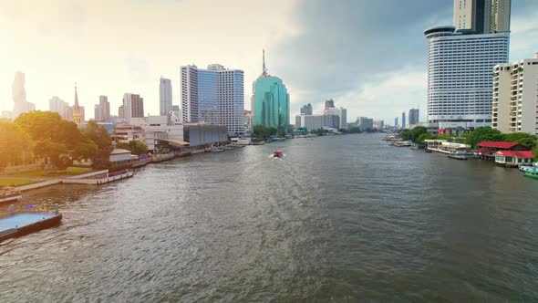 4K : Aerial city view of Bangkok downtown, Flying over Bangkok, Thailand.