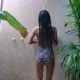 Sexy Asian Girl Alone In Exotic Shower Bathroom in Luxurious Resort with Plants - VideoHive Item for Sale