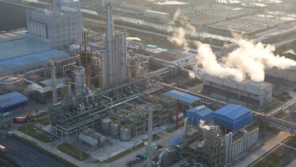 chemical plant in city