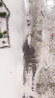 Vertical Video of Low Tide in the Ocean Near the Coast of Zanzibar Tanzania