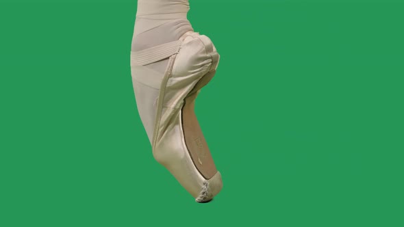 Pointe Shoes Professional Ballet Shoes on Green Screen