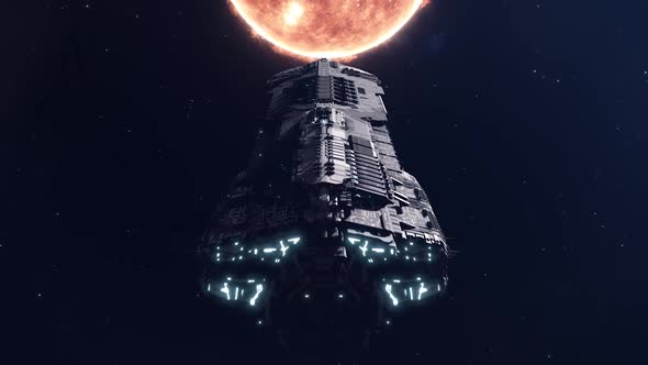 Massive Capital Ship Approaching The Sun