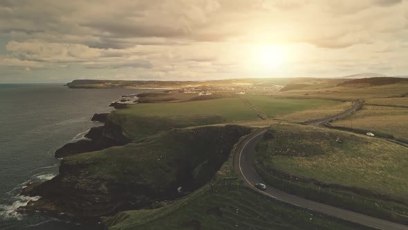 Sun Green Fields Meadows Aerial alt