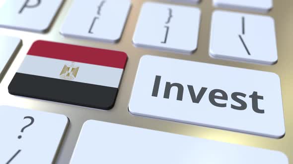 INVEST Text and Flag of Egypt on the Buttons of Keyboard